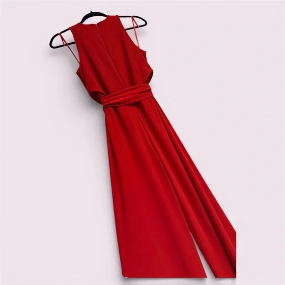 Ralph Lauren Vibrant Red Tie-Waist Jumpsuit - Picture 4 of 13